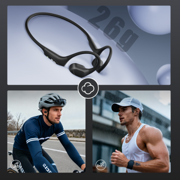 VLOP Bone Conduction Swimming Headphones - IP68 Waterproof, Open-Ear MP3 Headphones with 32GB Memory, Bluetooth 6.0 Wireless Sport Headset for Running & Cycling, 8H Playtime White